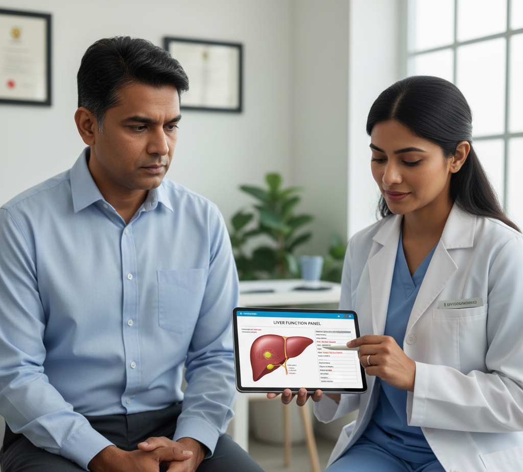 Patient consulting endocrinologist for diabetes symptoms and sugar monitoring