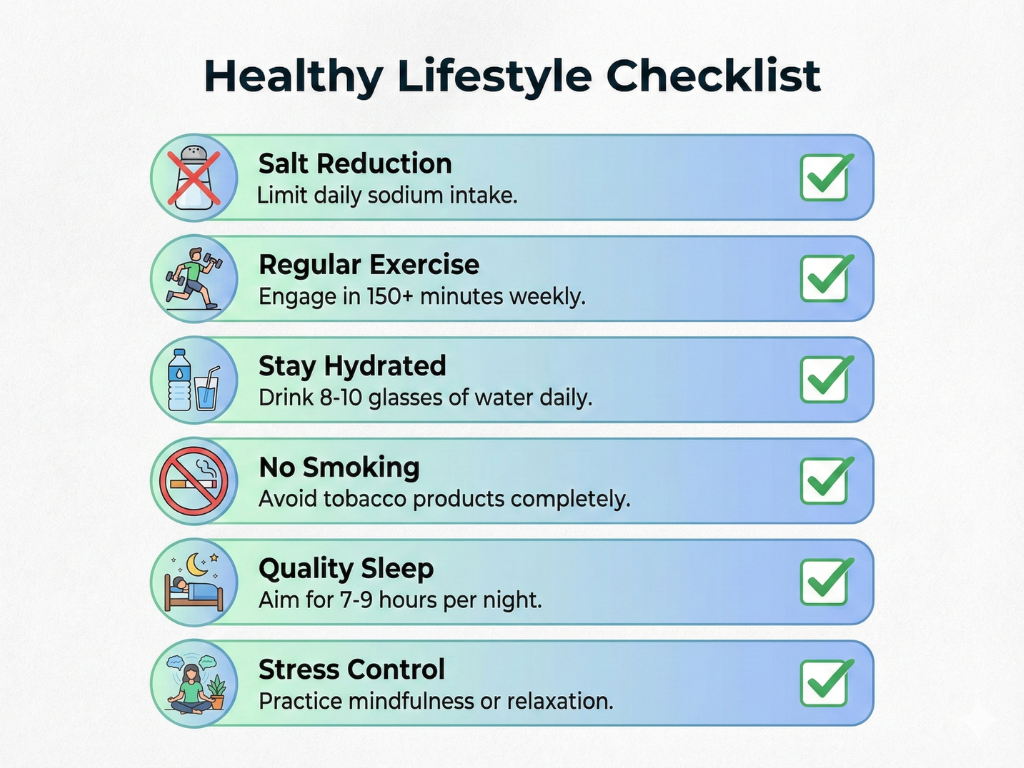 Checklist of healthy habits to prevent high blood pressure